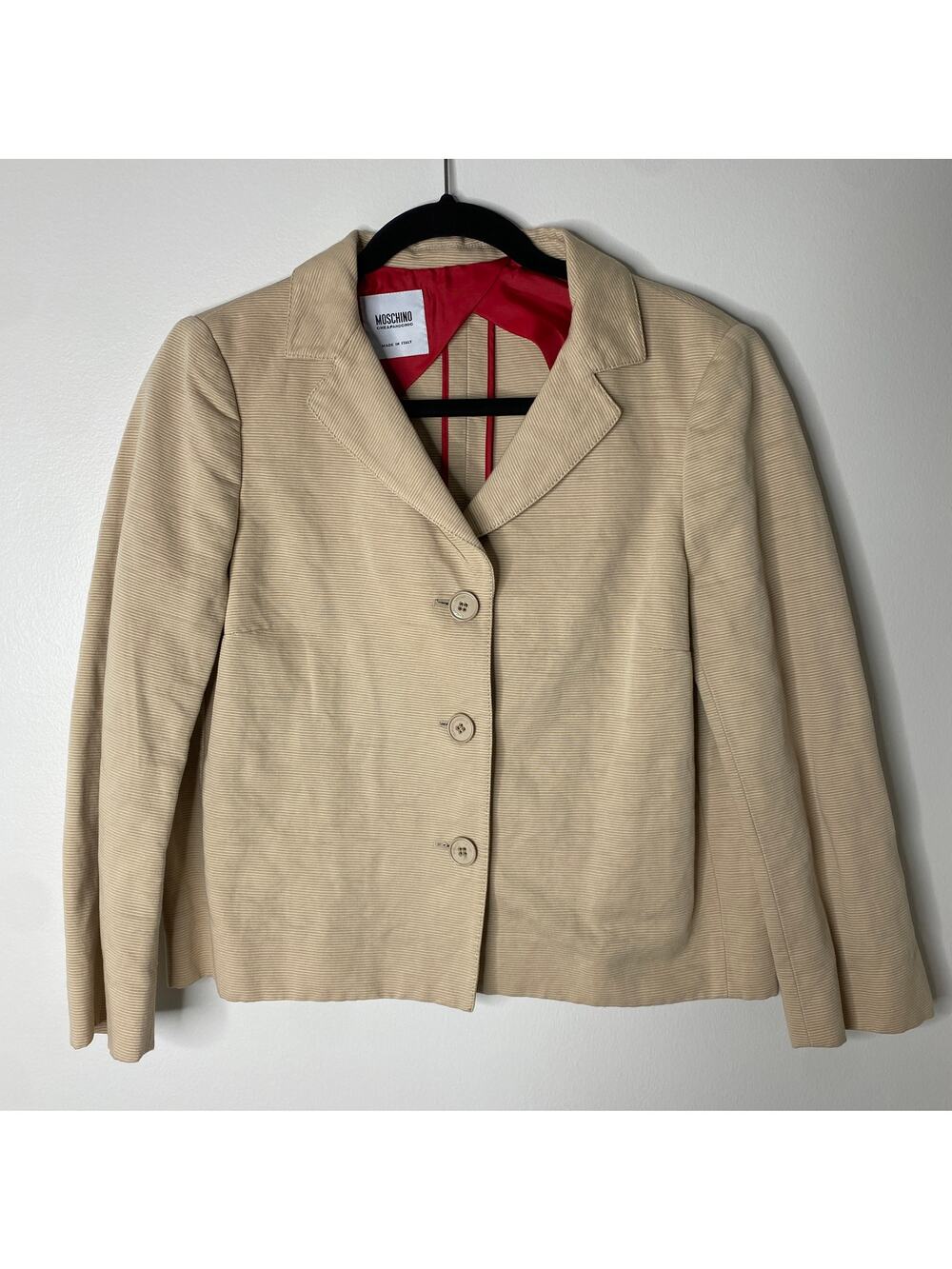 Vintage Moschino Cheapandchic Tan Ribbed Old Money Quiet Luxury Blazer Medium